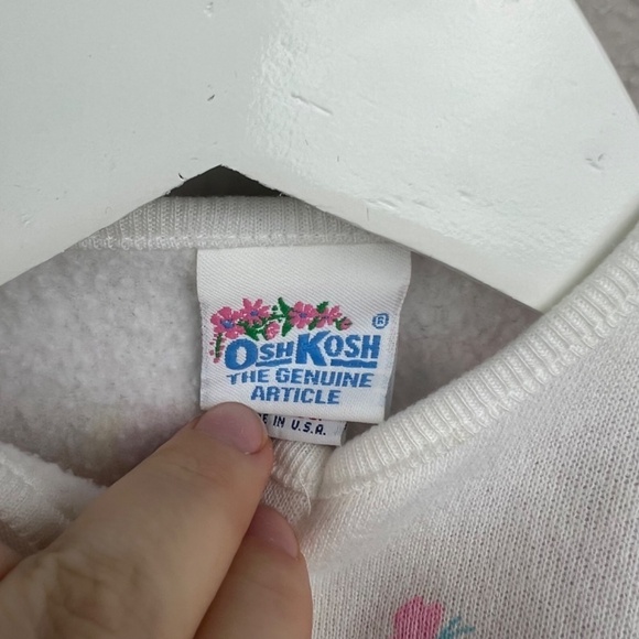 VTG OshKosh Vintage 90's Fleece Jumpsuit in Pink and White Sz 6-9M - Picture 5 of 9